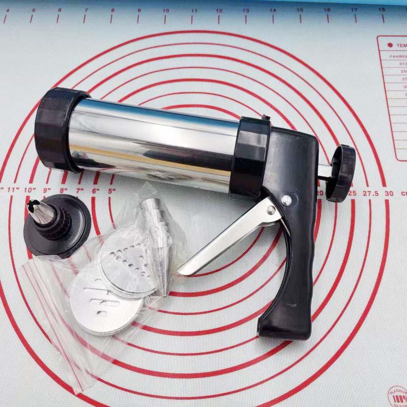 13-Piece Stainless Steel Cookie Press & Icing Set with Molds and Tips