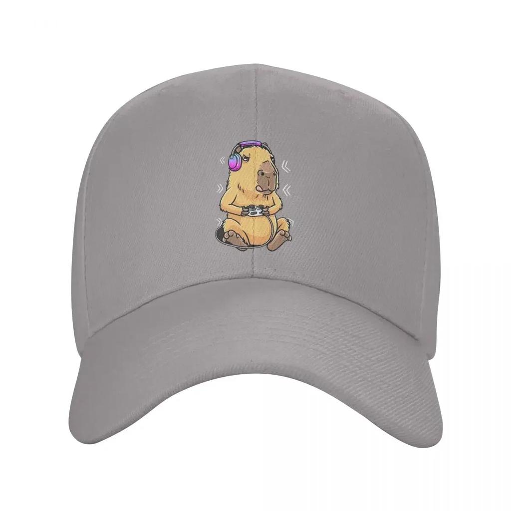 New Custom Punk Capybara Giant Cavy Rodent Gamer Gaming Baseball Cap Women Unisex Adjustable Dad Hat Outdoor Snapback Caps