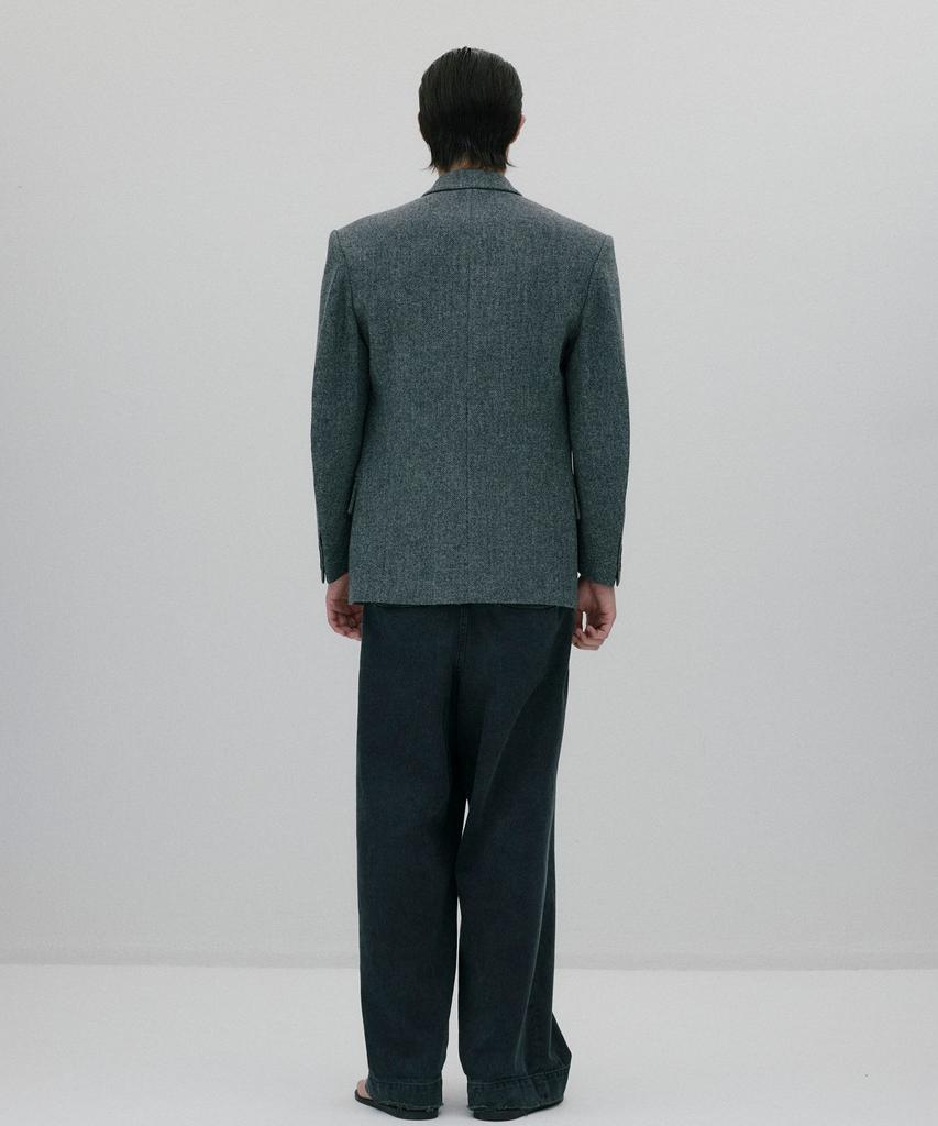 SOONJEANS Herringbone Double-Breasted Jacket [Gray]