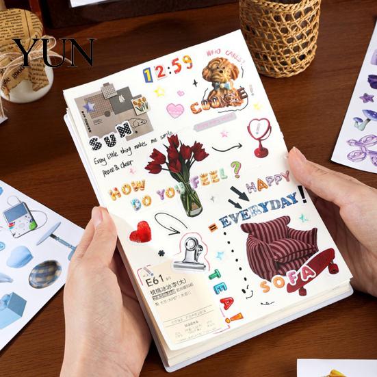 Artistic Craft Stickers 50 Pages Book, Korean Style Decorative Stickers, Vintage DIY Vinyl for Scrapbooking And Junk Journaling Laptop