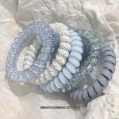 Резинка для волос Морская соль Синяя – Прочные корейские резинки высокой эластичности с матовым покрытием для женщин, Коллекция весна/лето