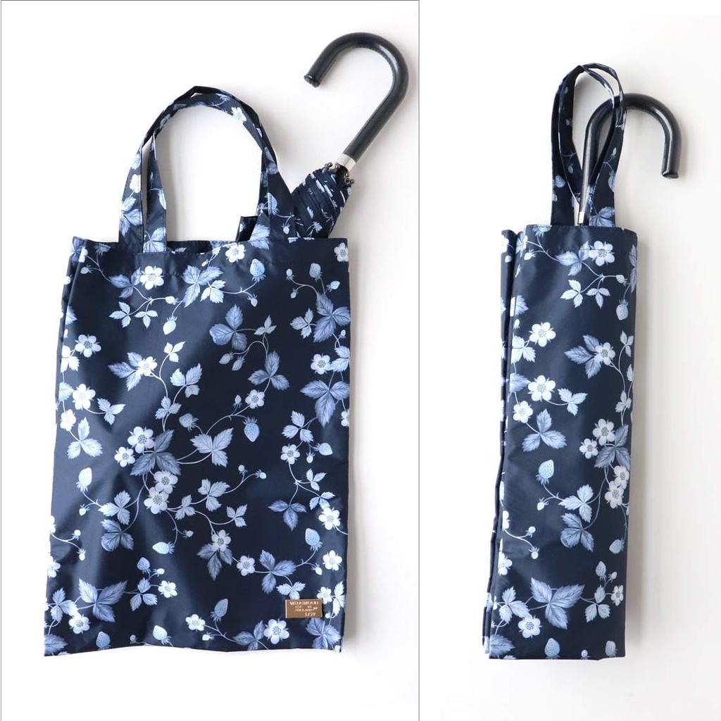 Wedgwood Folding Umbrella for Sunny and Rainy Days Umbrella Strawberry Ink Blue [WEDGWOOD] (with Pouch) (Navy) 001267-0001-02
