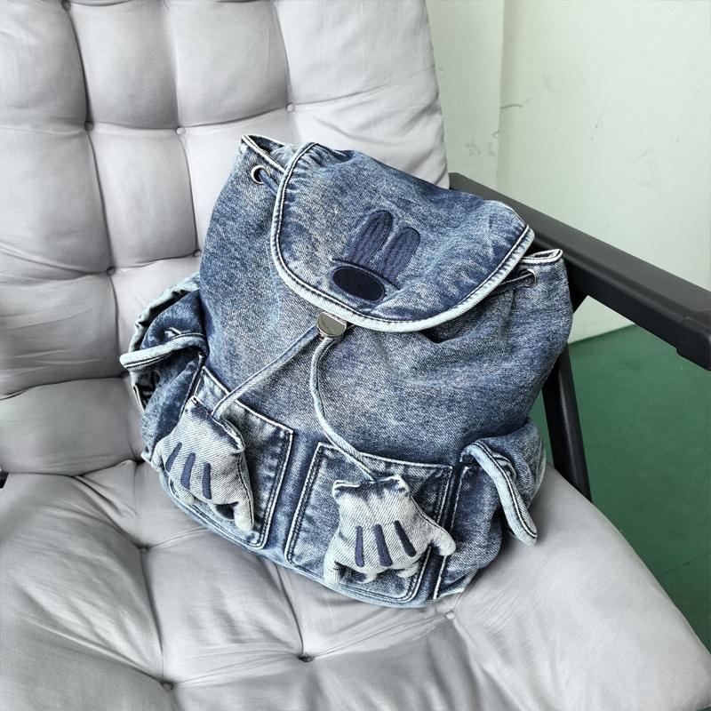 Новый потертый джинсовый рюкзак с потертостями, женский, симпатичный, сумка-мешок с несколькими карманами, повседневный рюкзак, большая вместимость, школьная сумка