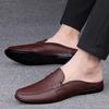 Fashion Handmade Loafers Summer Slip On Half Shoes for Men Genuine Leather Slippers Casual Breathable Comfy Male Muller Shoes Half Drag
