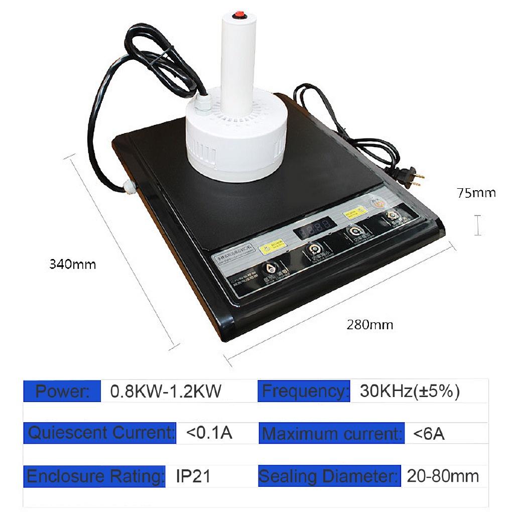 220 В 0,8 кВт-1,2 кВт IP21 15-100 мм Ручной индукционный запайщик Индукционная машина для запайки крышек бутылок 340×280×75 мм