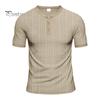 Летняя мужская футболка свободного кроя в американском стиле с коротким рукавом, застегивающаяся на пуговицы, с круглым вырезом, однотонная повседневная футболка