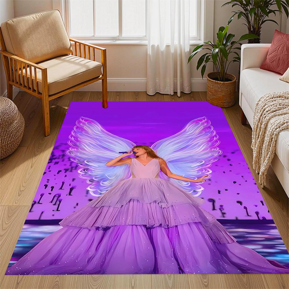 Taylor Swift Angel Themed Anti-Slip Rugs - Polyester Home Decor, Suitable for Bedrooms, Living Rooms, Doorways, Studios, and Decorations