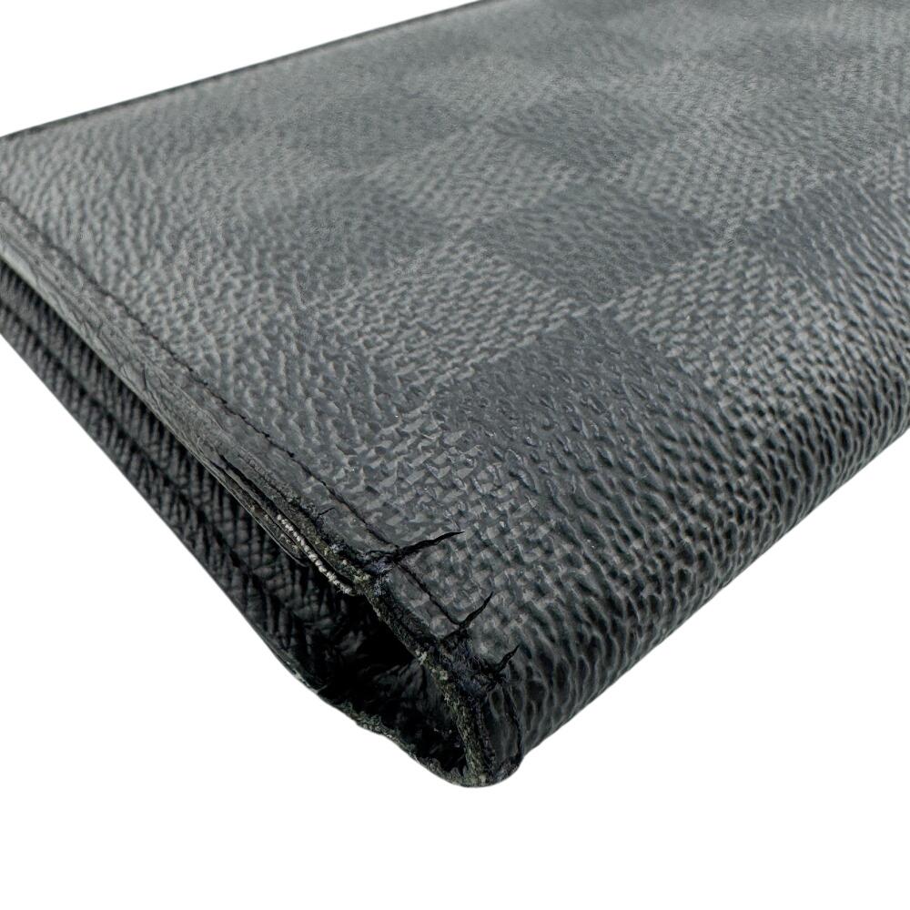 Louis Vuitton N62665 Кожаный кошелек Brazza Damier Grafitte серый мужской Б/у