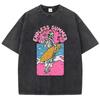 Fashion Women Cotton Washed T-Shirt Endless Summer Skull Surfing Printing Short Sleeve Casual Loose Tee Shirt Vintage Clothes