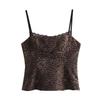 Leopard Print Elegant Streetwear Camis Female Off Shoulder Sleeveless Retro Short Vest Women Sexy Backless Sling Tank Top New