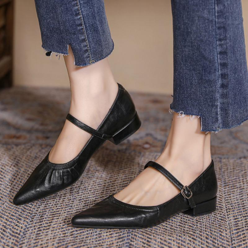 Pointed High Heels French Soft Sole Shoes Versatile Light Women's Shoes One-strap Shallow Mouth Mary Jane Shoes