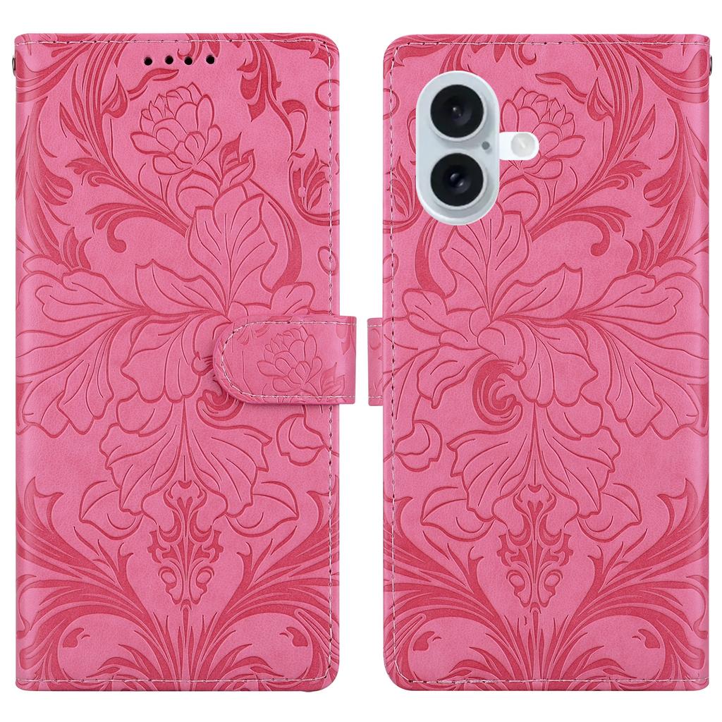 Для iPhone 16 Plus Кожаный чехол с тисненым цветочным узором Кошелек-подставка Флип-чехол для телефона