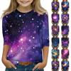 Топы с принтом для девочек 5-16 лет с круглым вырезом и рукавами 3/4 Футболки Модные топы Наряды Футболки