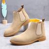 Fashion Suede Leather Men Ankle Boots Casual Slip On Formal Oxford Boots Vintage High Top Shoes Fashion Man Chelsea Botas Business Shoes
