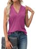 2024 Женская однотонная футболка без рукавов с V-образным вырезом - европейский и американский стиль