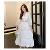 Платье Весна/Лето Белое Милое Французское Платье с Буфами на Рукавах Длиной Выше Колена Пляжное Платье Дорожное Платье
