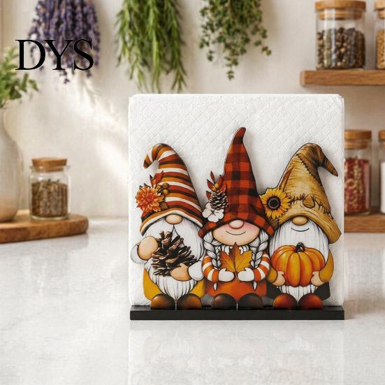 Декоративный держатель для салфеток на стол, Thanksgiving, из массива дерева, для осеннего урожая, гном, пугало, индейка, диспенсер, водонепроницаемый