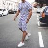 New Mens T-shirt Shorts Set 2 Piece Summe Men's Cotton Suitr Casual Fashion Sports Suit Beach Oversized Sportwear Streetwear