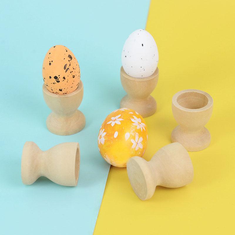 5Pcs Wooden Egg Cups Egg Holder Stand Tray DIY Wood Crafts Kids Gift Happy Easter Party Decoration for Home 2026