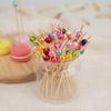 100 Counts Cocktail Picks, Fancy Toothpicks for Appetizers, Pearl Wooden Sticks for Party Supplies, Valentine's Day Food Picks for Party