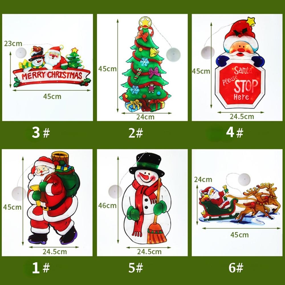 Рождественские украшения, освещенное окно, подвесной декор, рождественские огни с крючком на присоске для рождественской вечеринки, витрина, окно дома