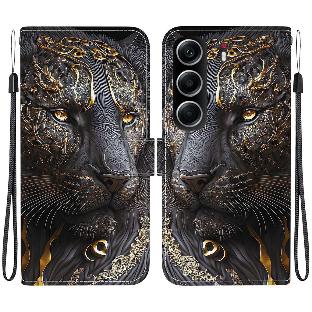 Чехол-книжка из искусственной кожи ручной работы для Tecno Camon 40, противоскользящая противоударная обложка с ремешком на запястье и дизайном в виде кошки с сердечком/розой