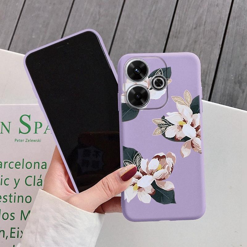 Мягкий силиконовый чехол с цветком для Samsung A55 M35 S24 Redmi Note 13 Pro 13C 14 Xiaomi Poco C65 iPhone 15 Huawei Honor 200 Realme 9 Camera Противоударный чехол