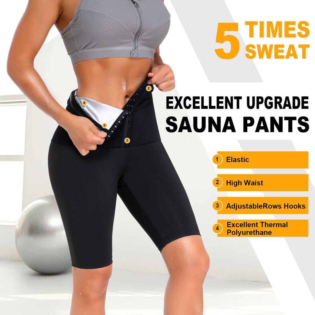 Sauna Sweat Shorts for Women High Waisted Slimming Shorts Workout Shapewear Waist Trainer Body Shaper Thigh Slimmer Pants