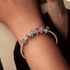 Silver stopper charm blue heart and daffodil flower stopper for bracelet silver 925