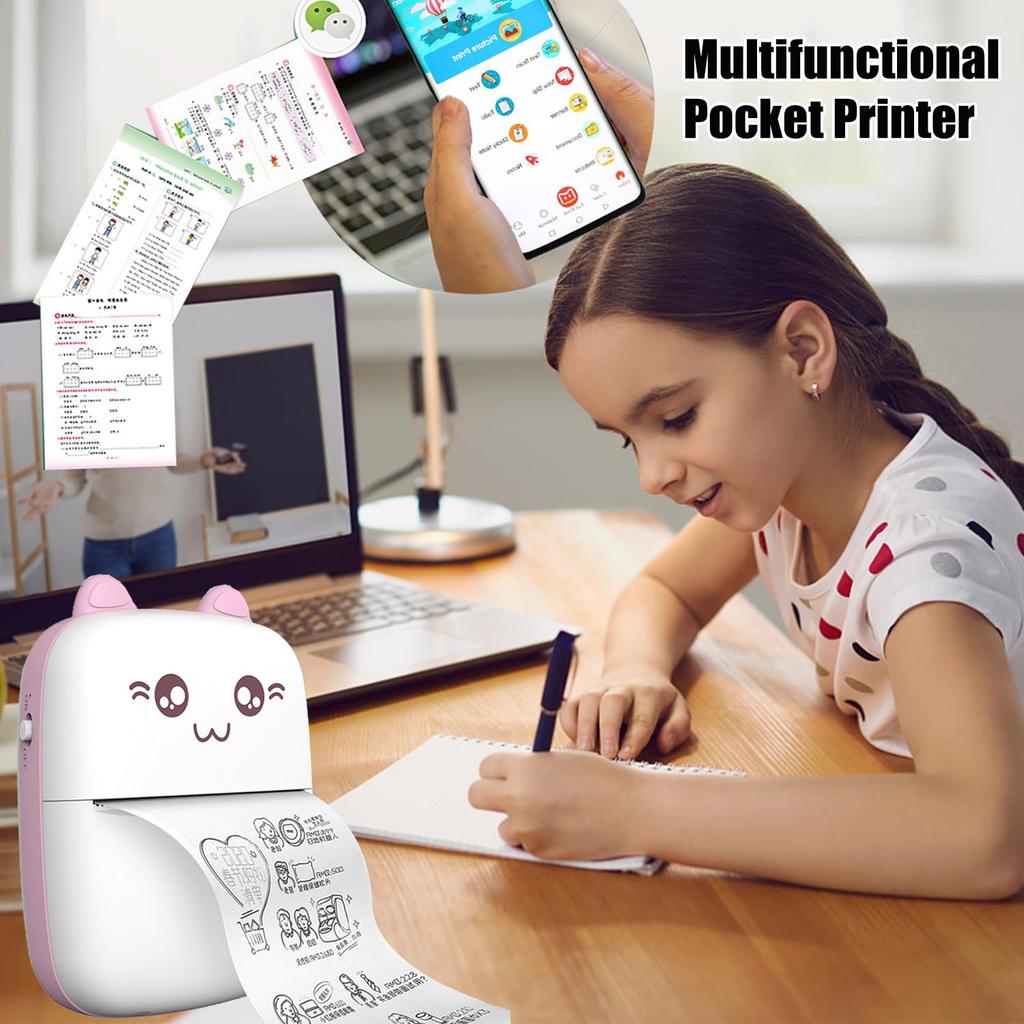 2024 Мини-термопринтер Принтер для самоклеящихся этикеток Портативный Bluetooth-принтер для фотопечати Портативный карманный принтер для Android IOS.