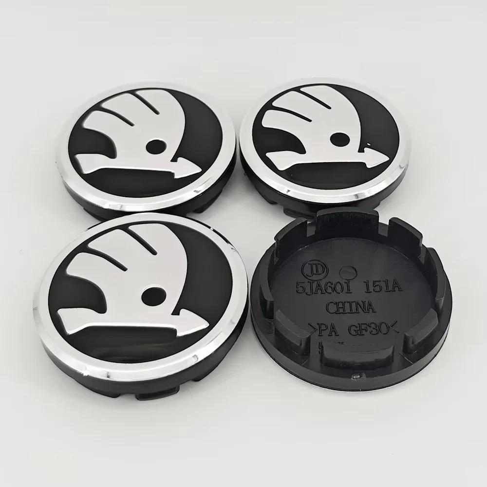 IYSZ8 56mm/65mm Green Black Chrome Car Wheel Center Caps Fit for Skoda Rims Hubcaps Cover Emblem Badge Logo Auto Styling Accessories