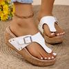 Fashion Summer Clip Toe Wedges Sandals Shoes for Women 2025 Summer Platform Flip Flops Woman Fashion Buckle Thick Bottom Beach Slippers