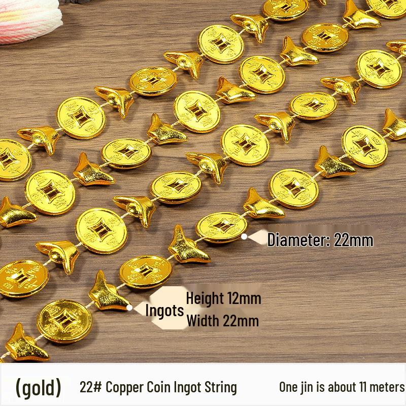 Gold & Silver Electroplated Bead String for DIY Christmas Tree Decorations