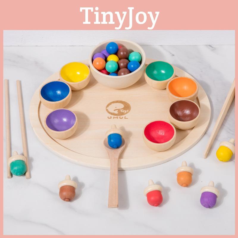 Wooden Bead Color Sorting Tray Educational Toy Toddlers Preschool Learning Play