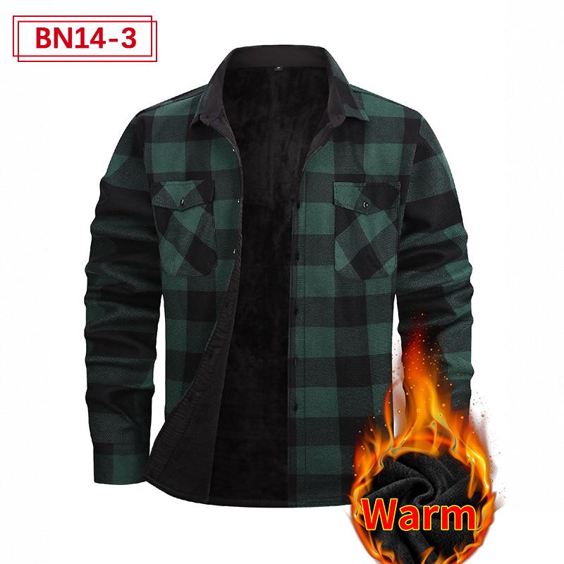 Мужская европейская и американская рубашка Plus Velvet Thick warm с длинным рукавом: Осень зима