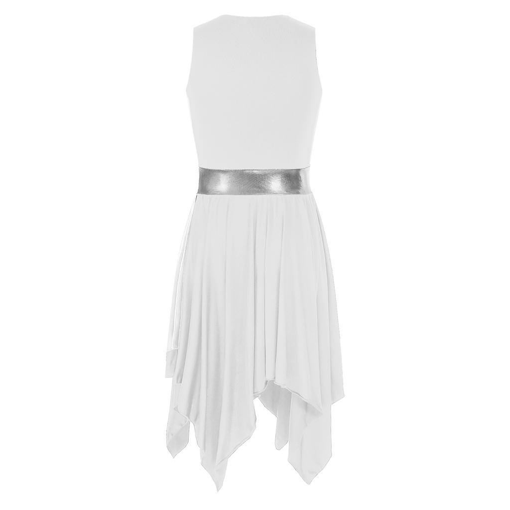 Асимметричное платье-туника для хвалы для девочки, лирическая танцевальная одежда, платье с цветными блоками для выпускного вечера