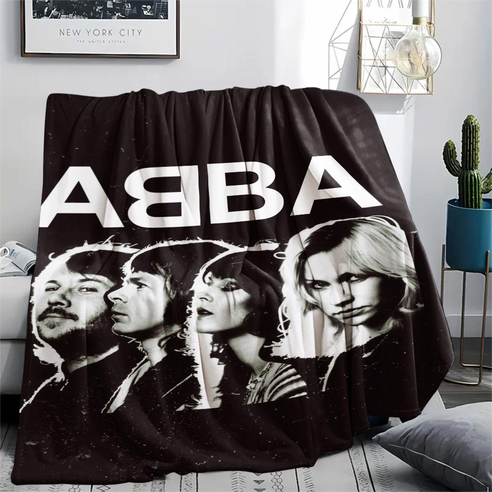 1 шт. Фланелевое одеяло с принтом ABBA, Высококачественное, Удобное для всех сезонов, Домашний декор, Тепло и комфорт, Идеально для рождественских подарков04