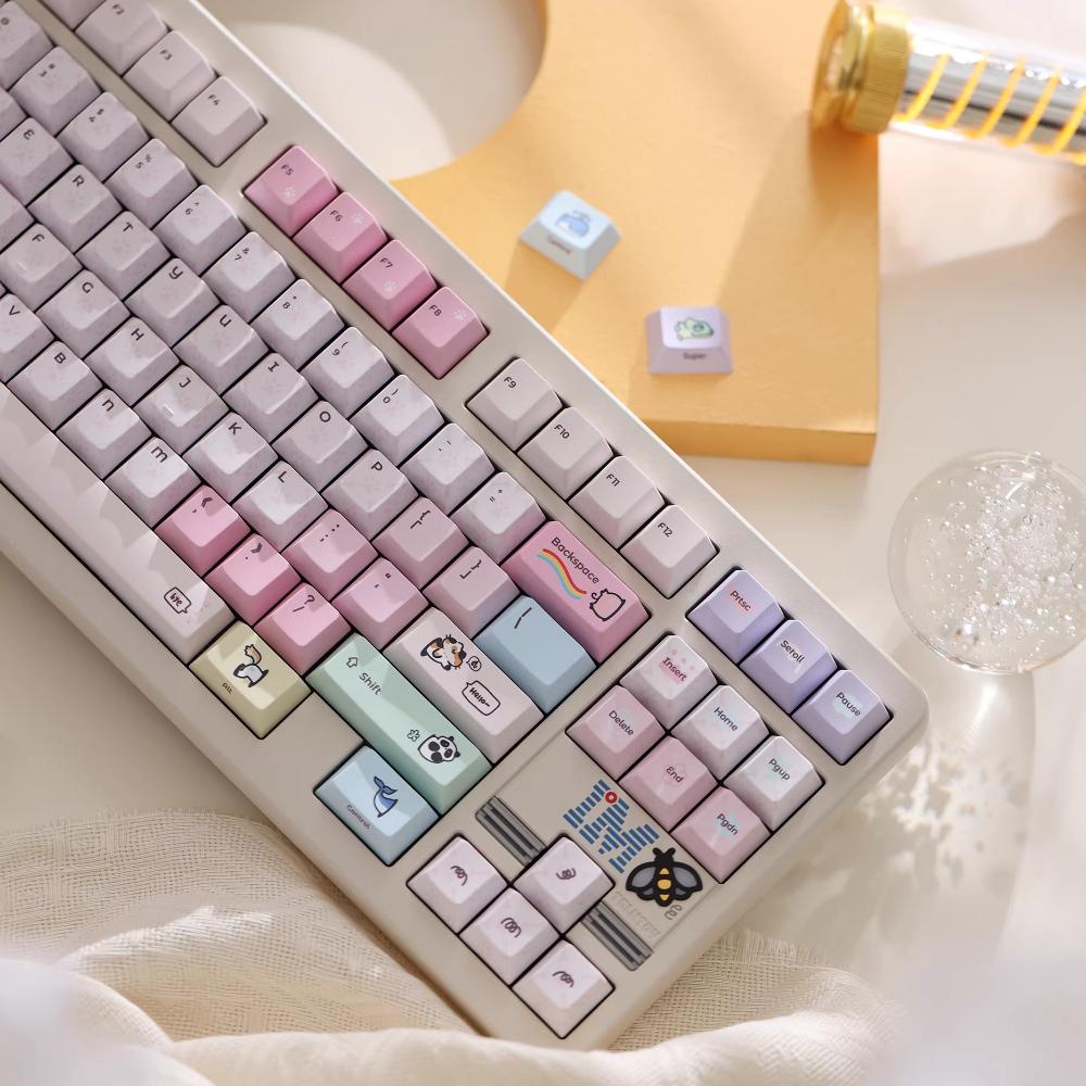 Little Pet Keycap Theme Set PBT Custom Cute Personalized Keyboard Cap Cherry Profile KeyCap for Mechanical Keyboard Accessories
