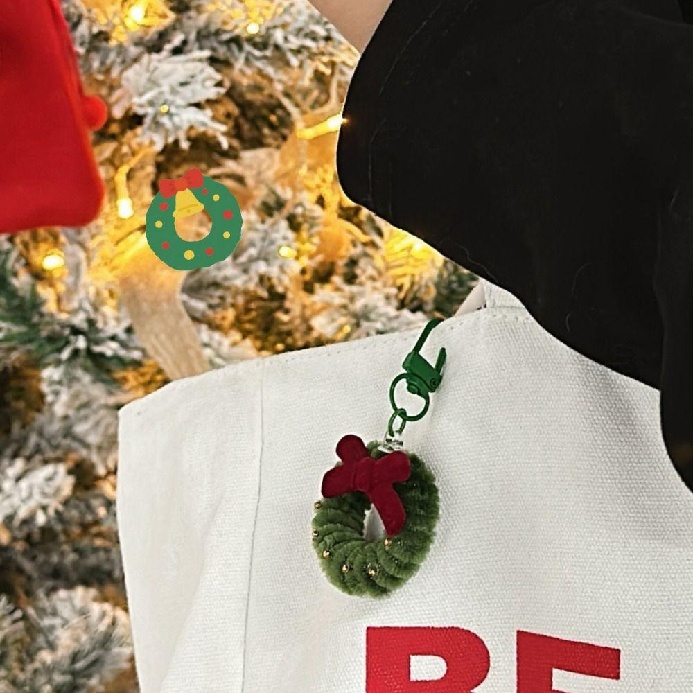 Красный Рождественский Подвесной Кулон Мультяшная Рождественская Брошь Милый Мини Венок Брелок Подвесной Аксессуар