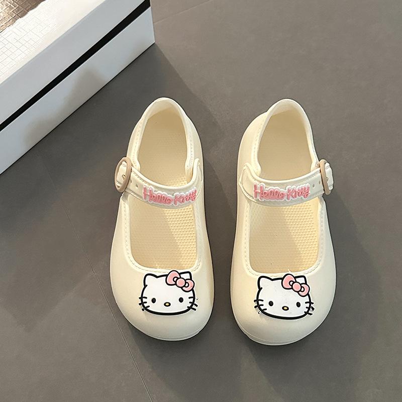 Милые мультяшные туфли с дырочками Hello Kitty женские летние 2025 новая модная обувь удобные универсальные дышащие сандалии