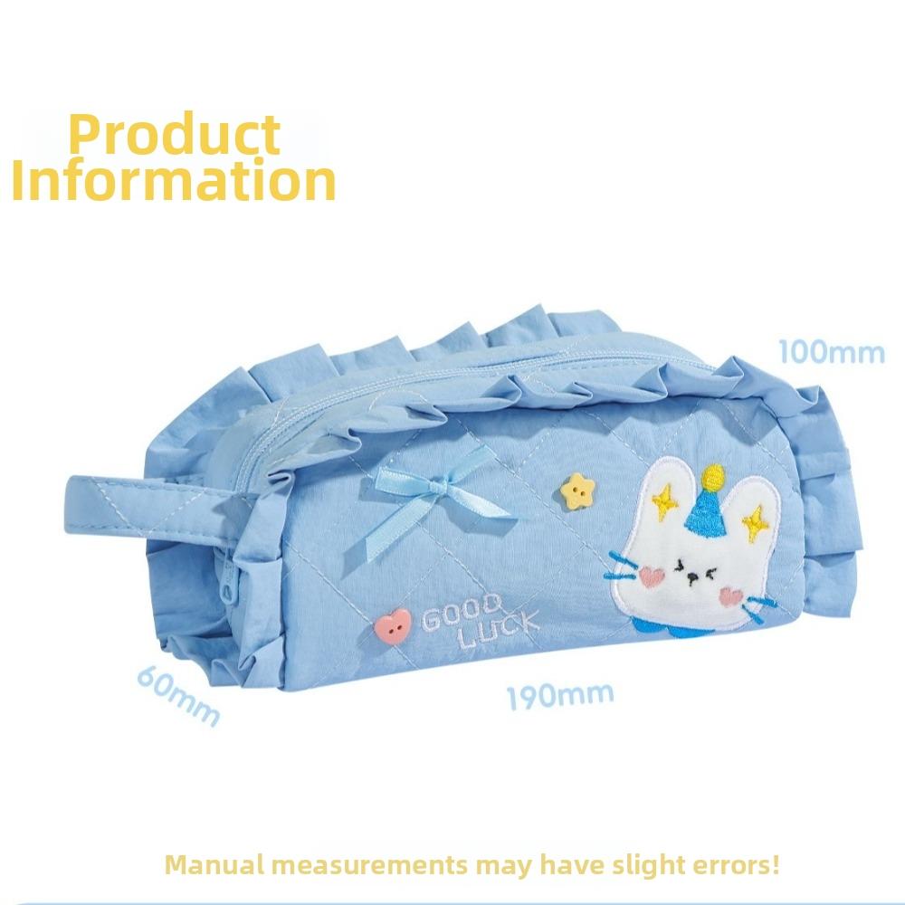 Quilted Design Pencil Pouch 3 Layer Compartment Stationery Organizer Pencil Case For Girls