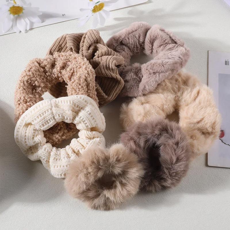 7 шт./набор Держатель для хвоста Аксессуары для волос Резинки для волос Однотонный Вельвет для Девочек Женщин Резинка для волос