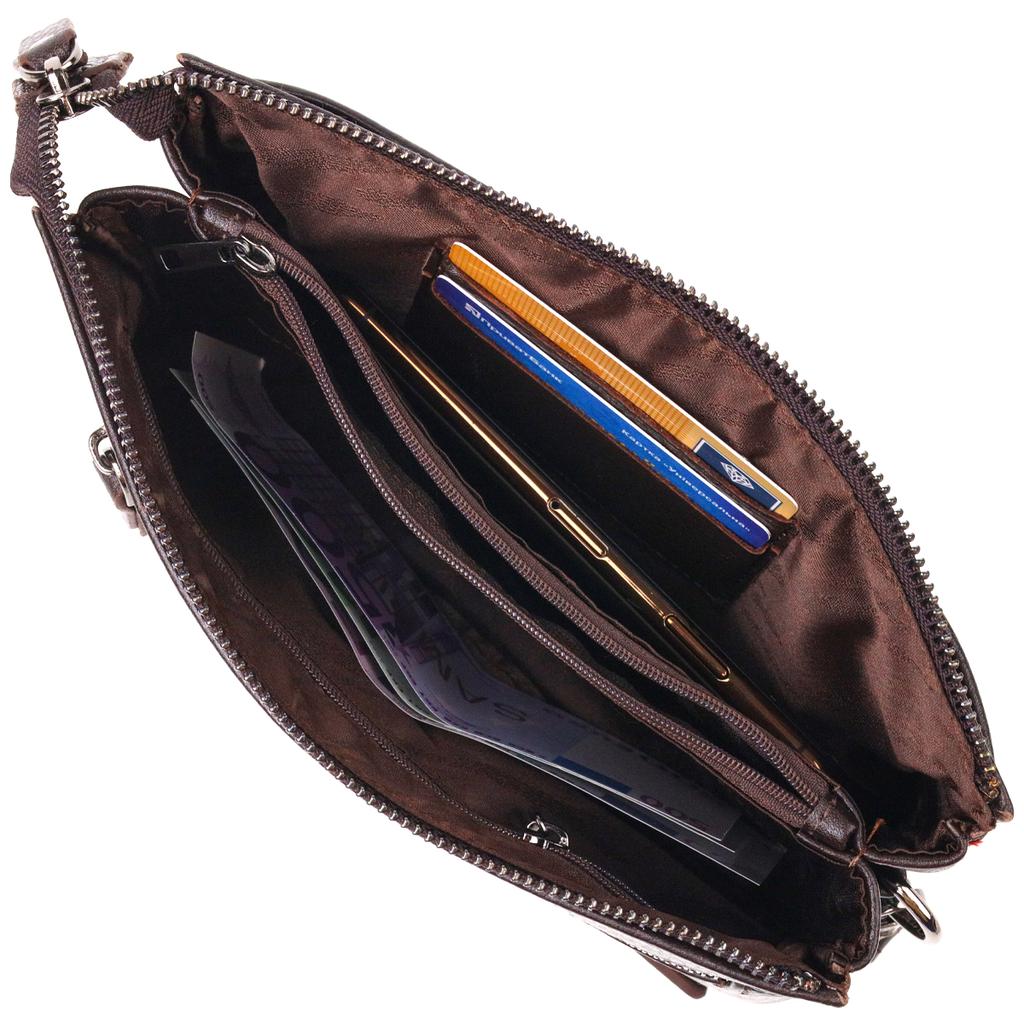 Handsome Clutch Bag for Men Made of Genuine Grained Leather CANPELLINI 21553 Brown