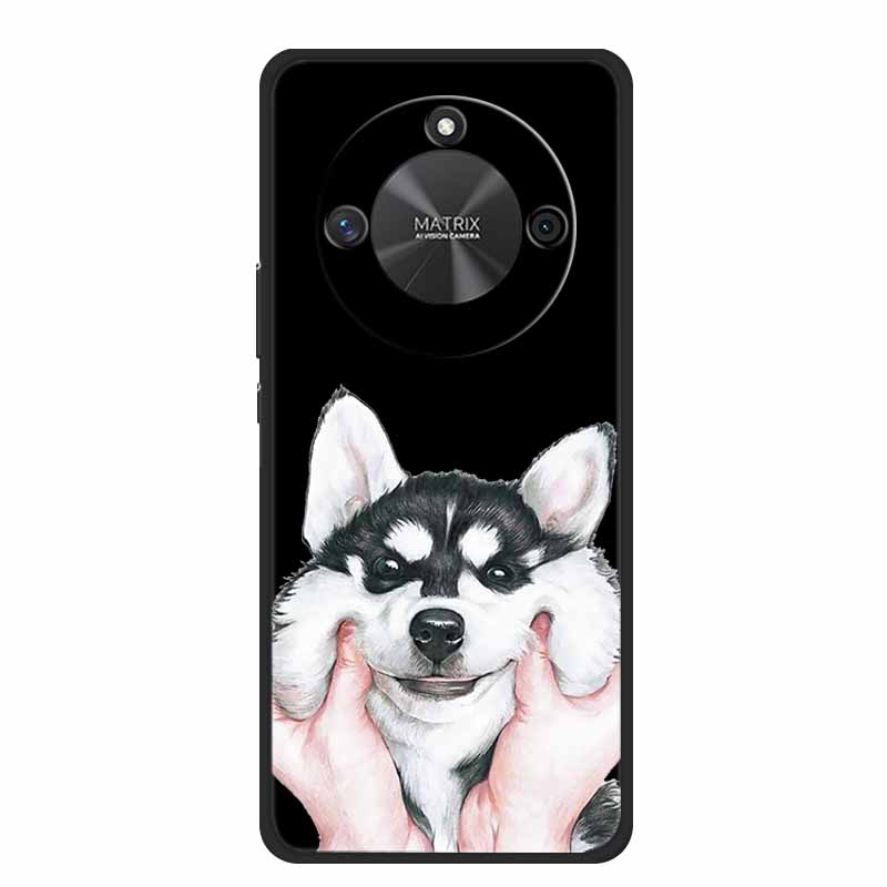 Coque For Honor X9c Smart Case Cute Cartoon Black Silicone Soft Phone Cases For Honor X60 5G Back Cover Case Funda Capas Shell