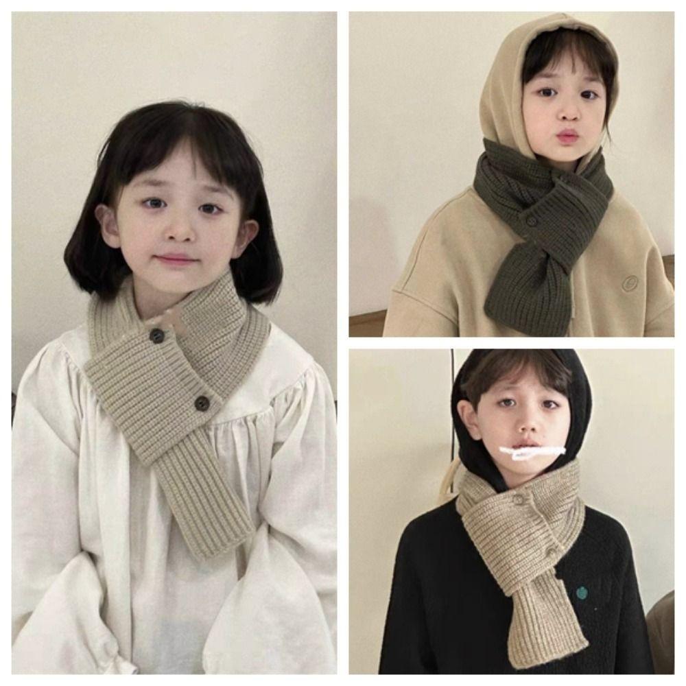 Однотонный шарф для мальчиков и девочек, зимний детский шарф-крест, модный детский вязаный шарф, подарки
