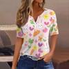 Women's T Shirt Print Button Short Sleeve Daily Weekend Fashion Basic V-Neck Regular Top
