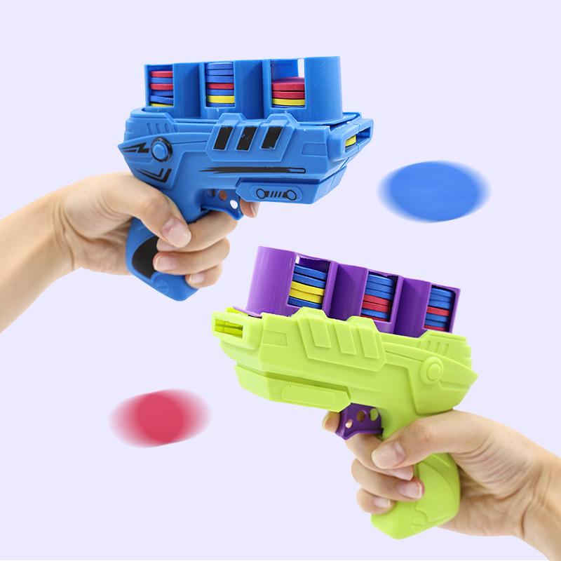 Children's Soft Ejection Flying Disc Gun, Two-person Parent-child Interactive Soft Bullet Shooting, Continuous Fire EVA Radish Gun Toy
