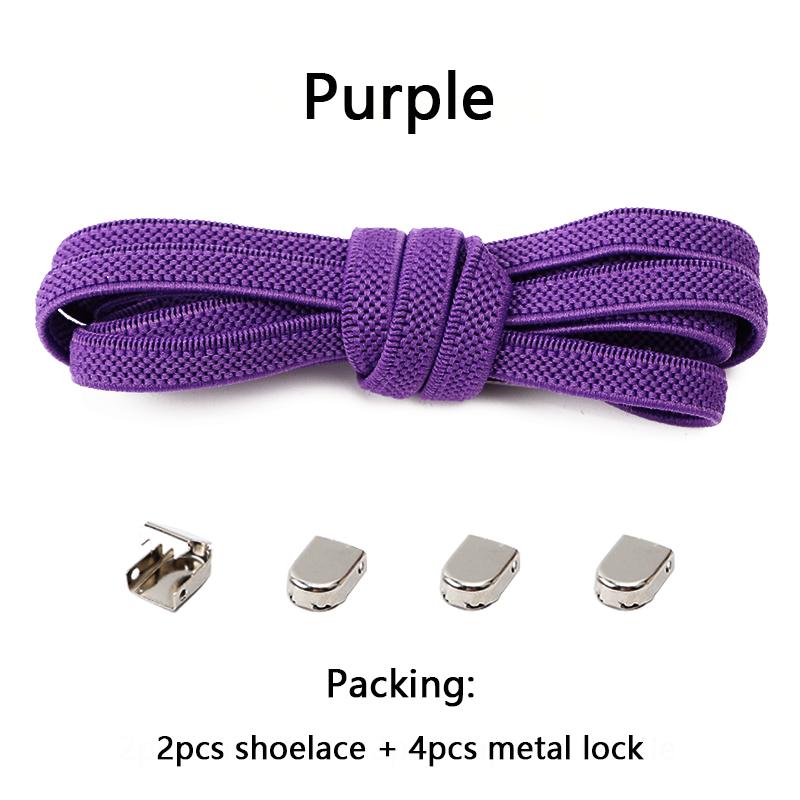 NO.8 4Pcs Metal Buckles No Tie Shoelaces Elastic for Sneakers One Size Fits All Adult Kids Quick Laces Lazy Sport Rubber Shoestrings