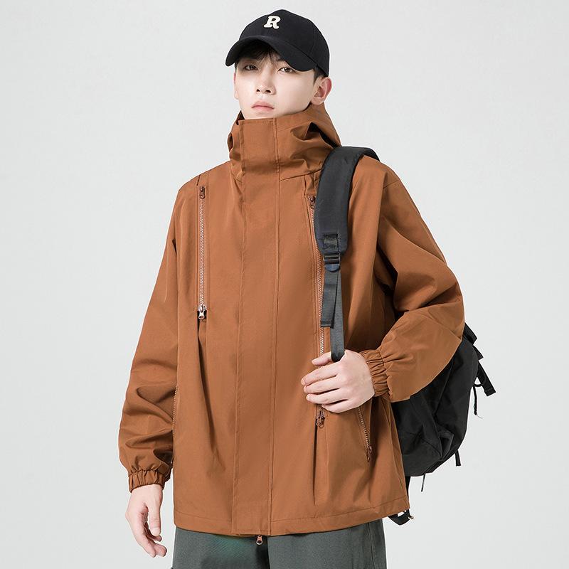 Мужская свободная функциональная куртка American High Street на молнии, модная спортивная куртка с капюшоном для отдыха на открытом воздухе