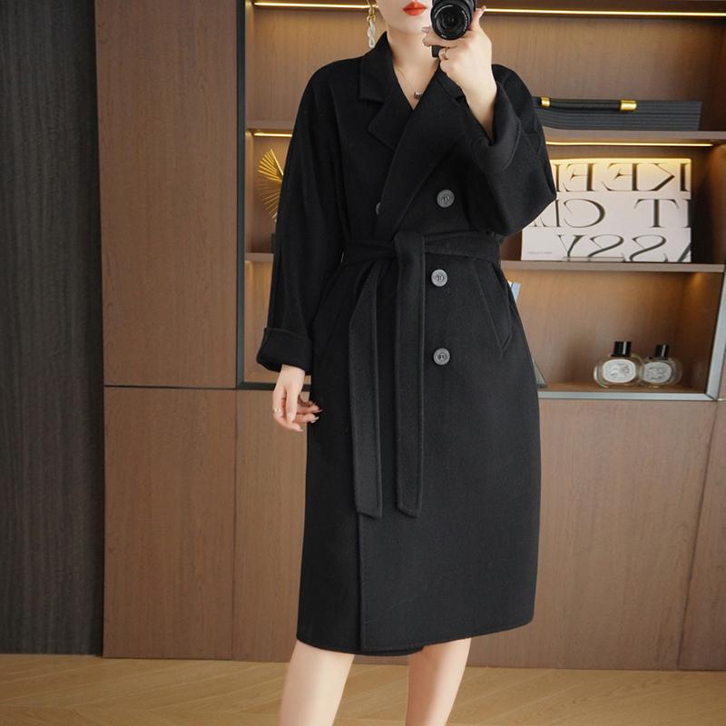 Женское пальто из 100% шерсти TIDENOVEL Осеннее шерстяное длинное пальто Ручной работы Пальто-бушлат Зимняя теплая шерстяная длинная куртка Пальто